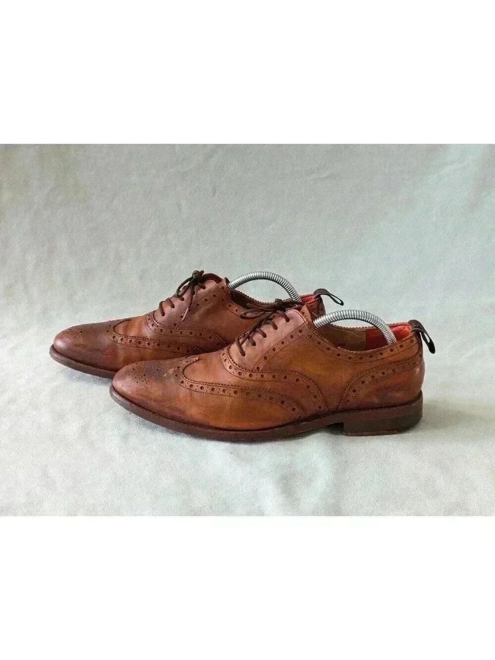 Rag Bone Grenson Brogue Oxford Dress Shoes Leather England Sz 9 Brown Distressed